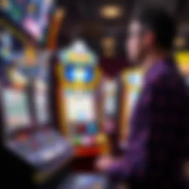 Strategic Insights for Slot Machine Success A strategic player analyzing slot machine patterns and probabilities.