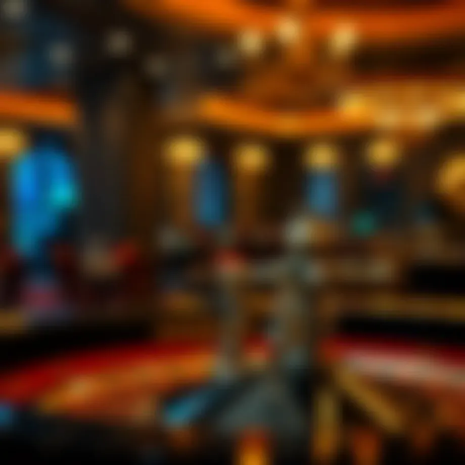 An elegant roulette wheel in a dimly lit casino