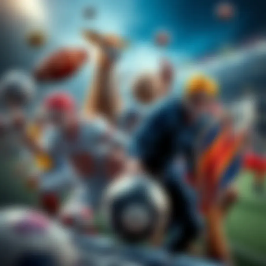 Dynamic portrayal of sports betting with various sports icons